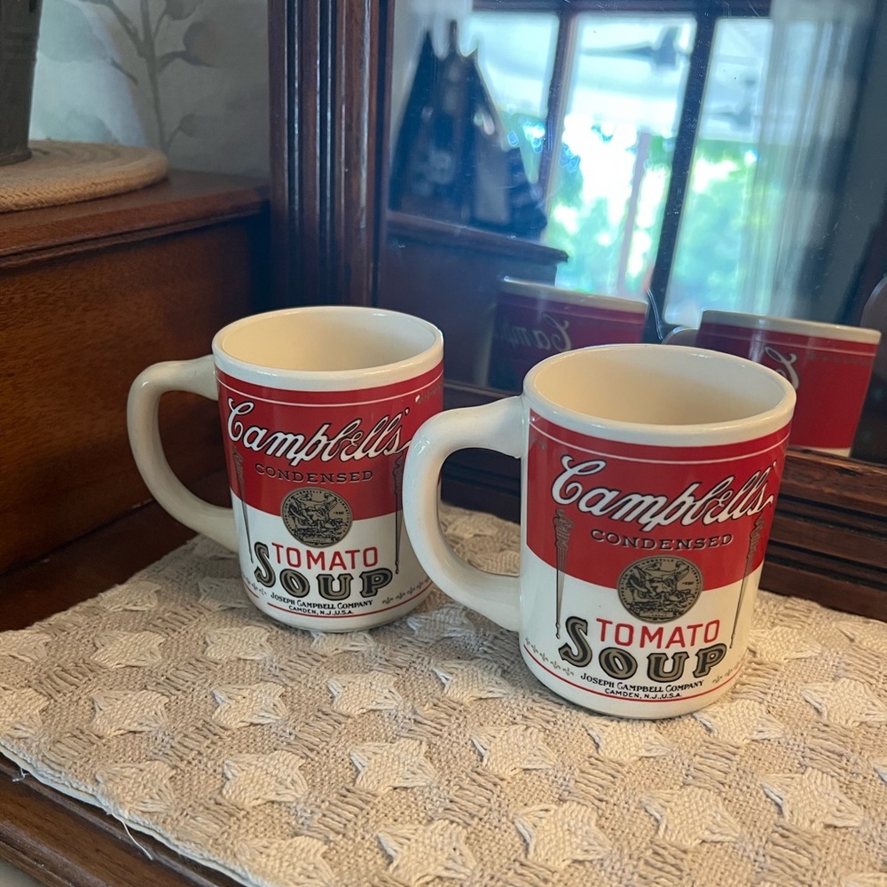 CAMPBELL'S *Vintage*‎ Tomato Soup Ceramic Coffee Mugs White Red Gold Made in USA